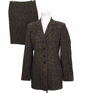 Vintage Liz Claiborne Tweed Blazer & Skirt Suit Set Size 4
